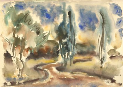 Walter Hoefner (1903-1968) - 1935 Watercolour, Path through Trees