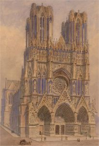 Annie Elizabeth Hoyle (1851-1931) - 1914 Watercolour, Reims Cathedral