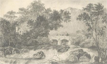 Early 19th Century Graphite Drawing - Shaugh Bridge, Devonshire