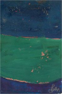 Ben Carrivick - Signed Contemporary Oil, Blue on Green