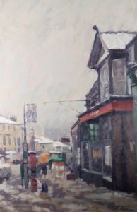 David Wilson (1919-2013) - 1976 Oil, Bus Stop, London Road