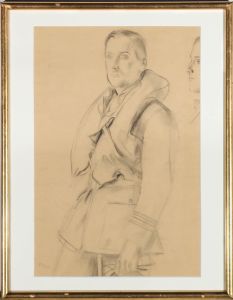 Alfred Kingsley Lawrence RA (1893-1975) - 1941 Graphite, Man In Life Jacket