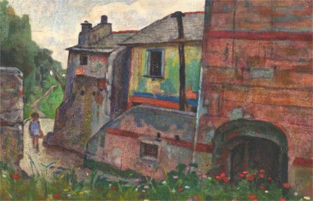 Giorgio Matteo Aicardi (1891-1985) - Oil, Wildflowers in the Alley
