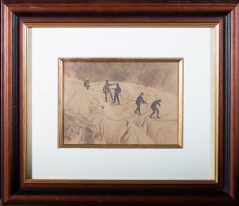 Early 20th Century Graphite Drawing - The Perilous Expedition