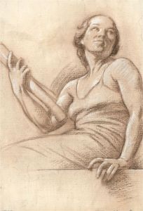 Giorgio Matteo Aicardi (1891-1985) - 1938 Charcoal Drawing, Seated Woman Study