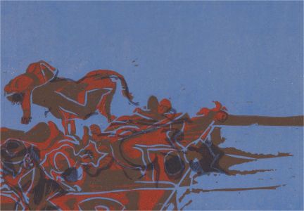 1964 Silkscreen - Abstract Study in Blue and Orange