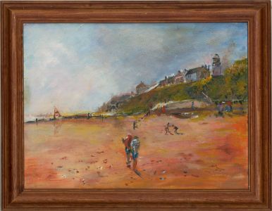 Wendy Moore - 2003 Oil, Windy Day at Cromer Beach, Norfolk
