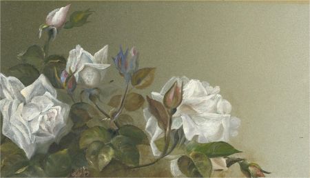 J.M.B. - Mid 20th Century Oil, White Roses