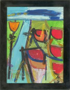 P.O. - Newlyn School 1997 Acrylic, Blue Sky