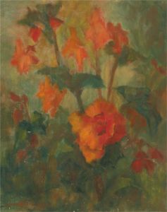 Barbara Doyle (b.1917) - 1975 Oil, Orange Begonia Still Life