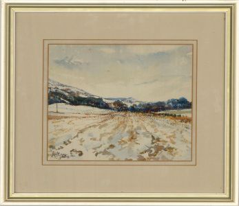 Matt Bruce (1915-2000) - 1984 Watercolour, Snowy Fields
