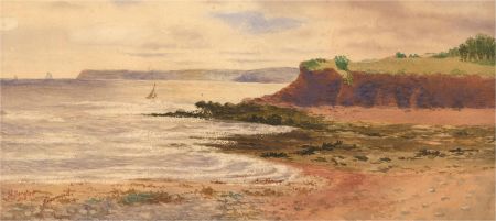 S.A. Rendall - 1868 Watercolour, Livermead Sands, Devon