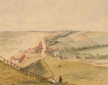 Mid 19th Century Watercolour - Victorian Seaside Resort