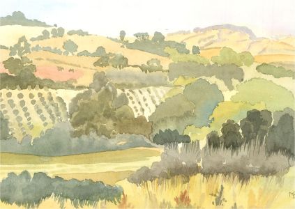 Barbara Mayer - Contemporary Watercolour, Pair Of Countryside And Coastal Views