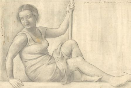 Giorgio Matteo Aicardi (1891-1985) - Graphite Drawing, Fresco Study, Woman
