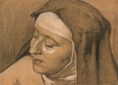 Giorgio Matteo Aicardi (1891-1985) - c.1906 Charcoal Fresco Study, St Teresa