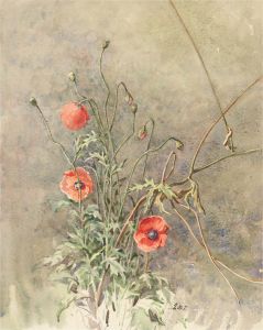 J. Murray Thomson R.S.A R.S.W - Early 20th Century Watercolour, Poppies on Green
