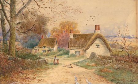 Robert Thornton Wilding (fl.1910-1921) - 1905 Watercolour, Hinton Cottages