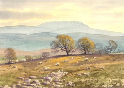 Ernest Charles Simpson (1915-2007) - 1992 Watercolour, Evening over Pen-y-Ghent