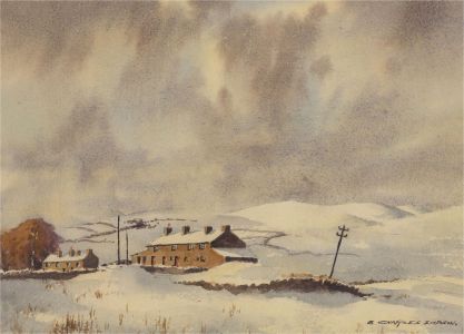 Ernest Charles Simpson (1915-2007) - Contemporary Watercolour, Cottages in Snow