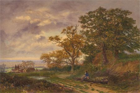 Attrib. William Clarke Eddington (fl.1860-1885) - Watercolour, Autumn Landscape