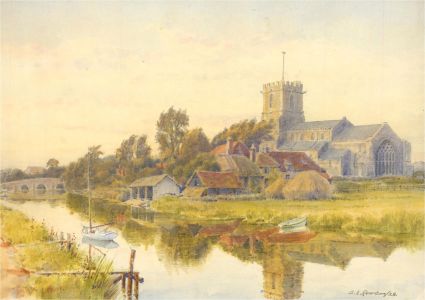 A.E. Rowe - 1928 Watercolour, Reflections in the River