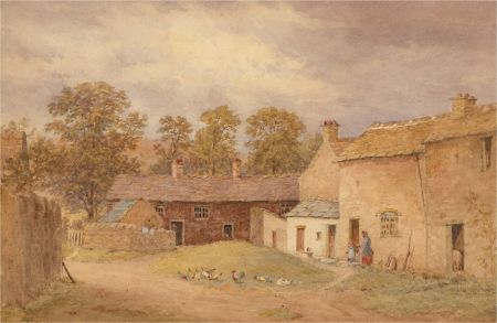 Early 19th Century Watercolour - Chickens In The Farmyard
