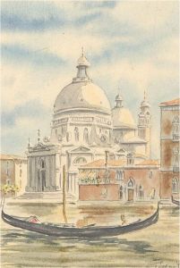 1992 Watercolour Miniature - Basilica di Santa Maria della Salute, Venice