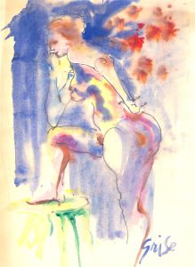 Hendrik Grise (1917-1982) - 20th Century Watercolour, Vibrant Female Figure