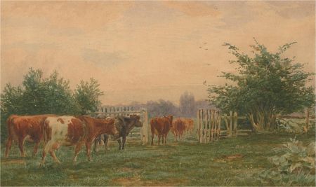 John Macpherson (fl. 1858-1891) - 1890 Watercolour, Changing Pastures