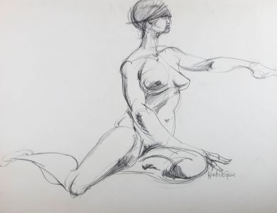 Hendrik Grise (1917-1982) - 20th Century Charcoal Drawing, Figure Study