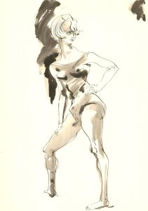 Hendrik Grise (1917-1982) - 20th Century Pen and Ink Drawing, Standing Figure