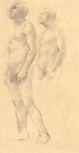 1938 Graphite Drawing - Study of Two Nudes