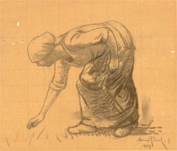 Anne Pinel - Signed 1903 Charcoal Drawing, Study of a Figure