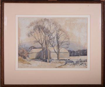 Henry Wilson - 20th Century Watercolour, Snow under Whitbarrow, Westmorland