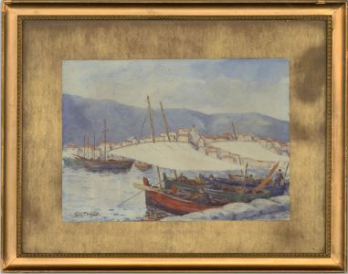 S.C. Taylor - 20th Century Watercolour, Fishing Boats in Port