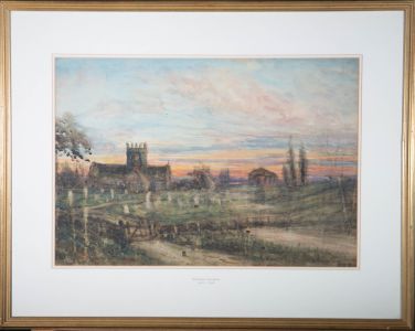 William Freeman (1853-1934) - Turn of the Century Watercolour, Church at Sunset