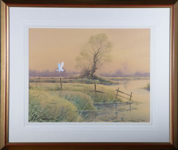 Simon Trinder (b.1958) - Contemporary Watercolour, Barn Owl Hunting
