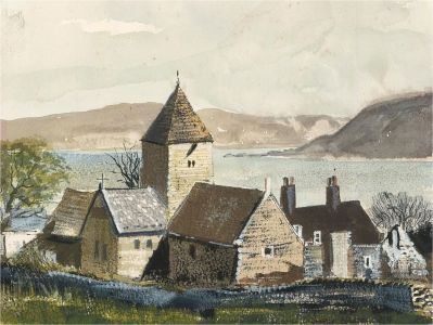 Donald Blados - 1984 Watercolour, Lakeside Church