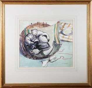 Norah Pearse (1889-1981) - Framed Mid 20th Century Watercolour, Sleeping Kittens