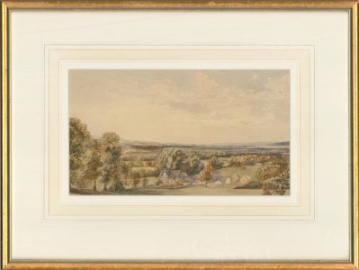 Late 19th Century Watercolour - Panoramic Landscape with Cottage