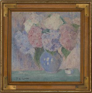 Jean-Roger Lafitte (1922-2005) - Contemporary Oil, Blue Hydrangeas