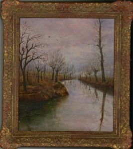 H. Carl - Mid 20th Century Oil, River in Winter