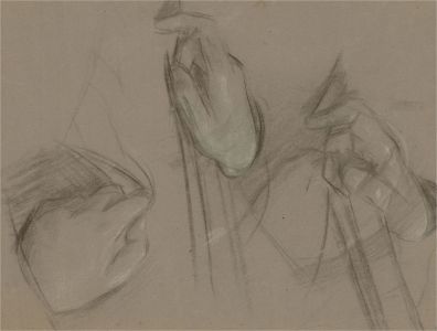 Giorgio Matteo Aicardi (1891-1985) - Charcoal Drawing, Studies of Hands