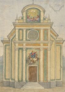 Giorgio Matteo Aicardi (1891-1985) - Watercolour, Preparatory Drawing, Church