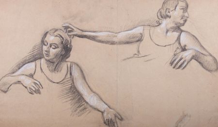 Giorgio Matteo Aicardi (1891-1985) - Charcoal Drawing, Female Studies