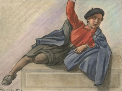 Giorgio Matteo Aicardi (1891-1985) - Mid 20th Century Pastel, Reclining Woman