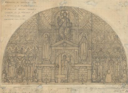Giorgio Matteo Aicardi (1891-1985) - Graphite Drawing, Fresco Study for a Church