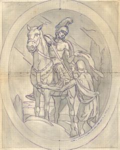 Giorgio Matteo Aicardi (1891-1985) - 1960 Pen and Ink Drawing, Classical Soldier