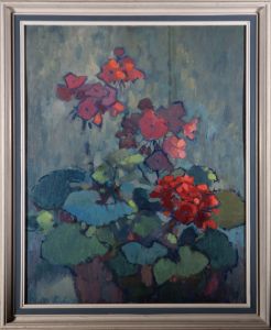 Joan Hunn SWA - 1982 Oil, Geraniums